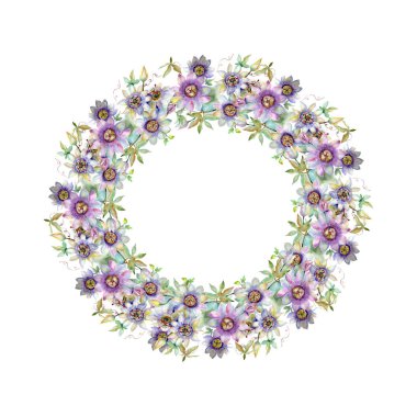 Mavi menekşe buketi çiçek botanik çiçekler. Suluboya arka plan illüstrasyon küme. Çerçeve kenarlığı süsleme Meydanı.