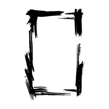 Vektör kuru fırçalama çerçeveler. Elle çizilmiş sanatsal çerçeve. Siyah ve beyaz mürekkep sanat kazınmış. Çerçeve kenarlığı süsleme Meydanı.