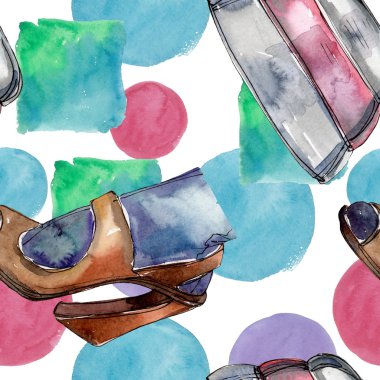 Bir suluboya stil izole öğesi moda kroki. Suluboya resim ayarlayın. Sorunsuz arka plan deseni.