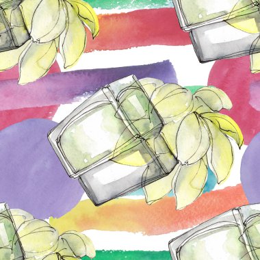 Bir suluboya stil izole öğesi moda kroki. Suluboya resim ayarlayın. Sorunsuz arka plan deseni.