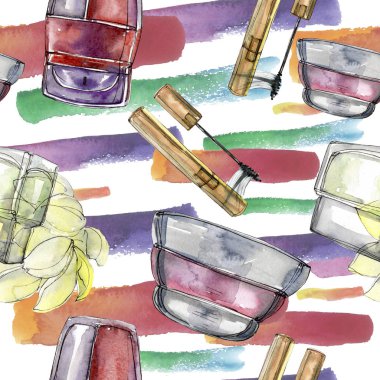 Bir suluboya stil izole öğesi moda kroki. Suluboya resim ayarlayın. Sorunsuz arka plan deseni.