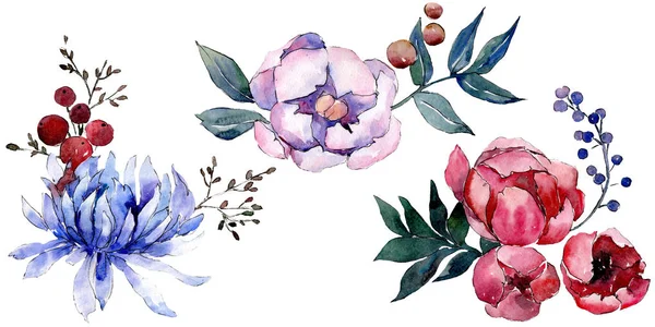 Bouquet floral botanical flowers. Watercolor background illustration set. Isolated bouquets illustration element. — Stock Photo, Image