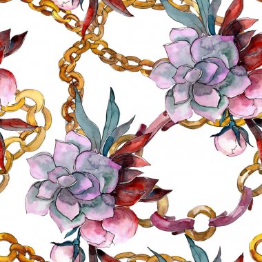 Buket çiçek botanik çiçekler. Suluboya arka plan illüstrasyon küme. Sorunsuz arka plan deseni.