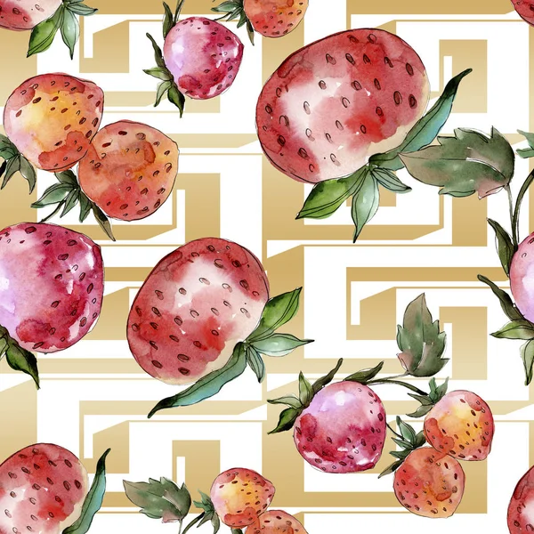 Υγιεινά φαγητά φράουλας. Η ζωγραφική της μόδας είναι απομονωμένη. Ομαλή μοτίβο φόντου. — Φωτογραφία Αρχείου