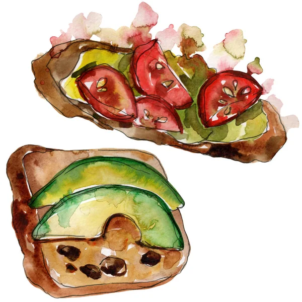 Sandwich dans un style aquarelle isolé. Aquarelle fast food illustration élément sur fond blanc . — Photo