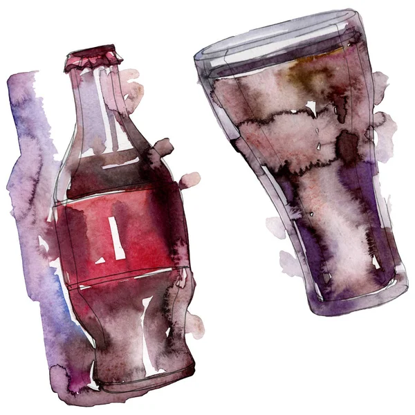 Refrigerantes frescos e frios. Conjunto de ilustração de fundo aquarela. Elemento de ilustração da bebida isolada . — Fotografia de Stock