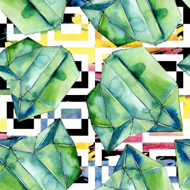 Renkli elmas taş takı mineraller. Suluboya kristal taş arka plan ayarlayın. Sorunsuz arka plan deseni.