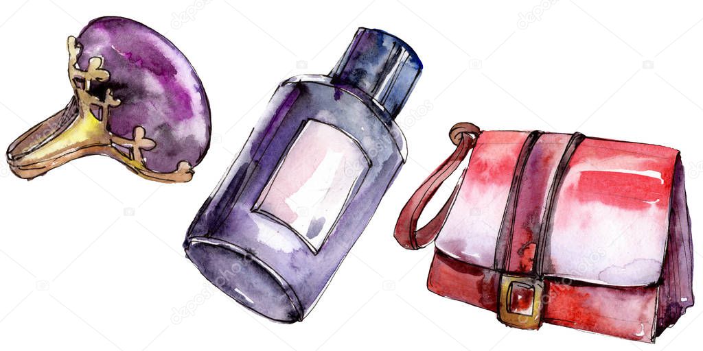 Fashionable sketch glamour illustration in a watercolor style isolated element. Watercolour background set.
