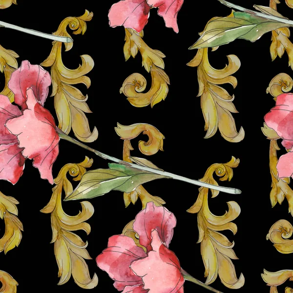 Flores botánicas florales de amapola roja. Conjunto de ilustración de fondo acuarela. Patrón de fondo sin costuras . —  Fotos de Stock