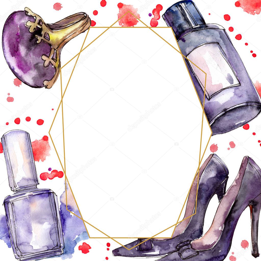 Fashionable sketch in a watercolor style element. Watercolour background illustration set. Frame border ornament square.
