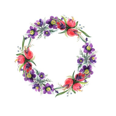 Buketler çiçek botanik çiçekler. Suluboya arka plan illüstrasyon küme. Çerçeve kenarlığı süsleme Meydanı.