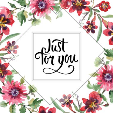 Buketler çiçek botanik çiçekler. Suluboya arka plan illüstrasyon küme. Çerçeve kenarlığı süsleme Meydanı.