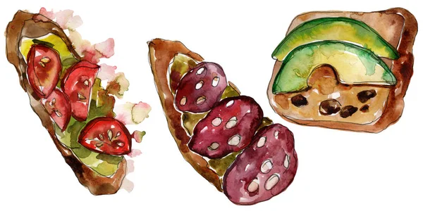 Sandwich dans un style aquarelle isolé. Aquarelle fast food illustration élément sur fond blanc . — Photo