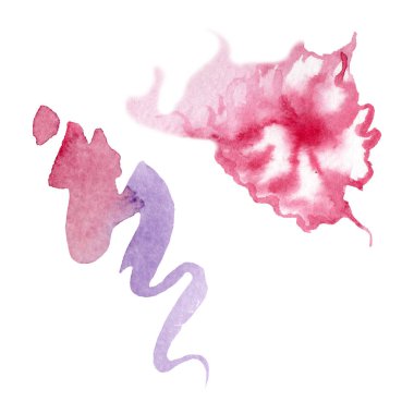 Soyut aquarelle kağıt sıçrama şekiller çizim. Suluboya arka plan seti. Yalıtılmış soyut illüstrasyon öğesi.