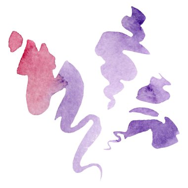 Soyut aquarelle kağıt sıçrama şekiller çizim. Suluboya arka plan seti. Yalıtılmış soyut illüstrasyon öğesi.