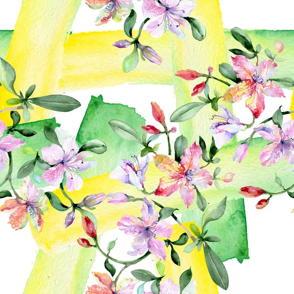 Фиолетовый букет альстромерии цветочные ботанические цветы. Набор акварельных рисунков. Бесшовный рисунок фона . — стоковое фото