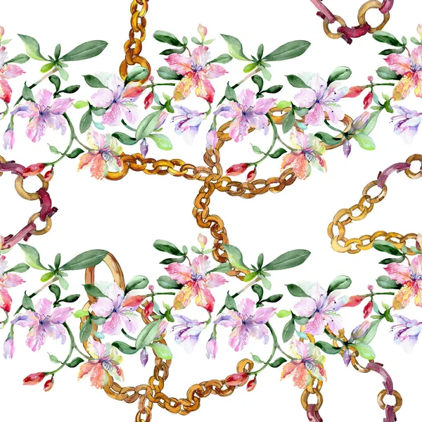 Fioletowy Alstroemeria bukiet kwiatowy kwiatów botanicznych. Zestaw ilustracji akwarela. Płynny wzór tła. — Zdjęcie stockowe