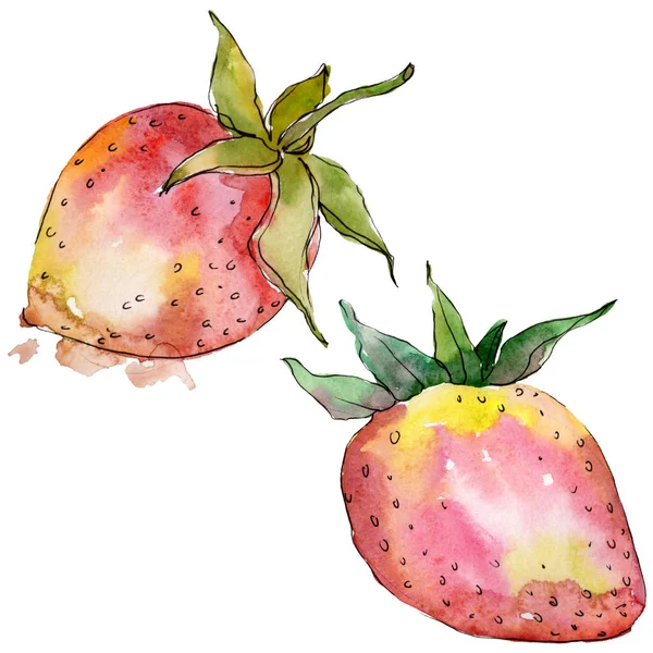 Fraise alimentation saine dans un style aquarelle isolé. Ensemble de fond aquarelle. Élément d'illustration de baies isolé . — Photo