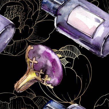 Bir suluboya stil izole öğesi moda kroki. Suluboya resim ayarlayın. Sorunsuz arka plan deseni.