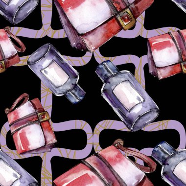 Bir suluboya stil izole öğesi moda kroki. Suluboya resim ayarlayın. Sorunsuz arka plan deseni.