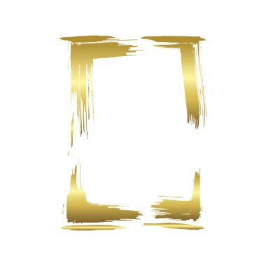 Kuru fırça çerçeveleri kümesi. Elle çizilmiş sanatsal çerçeveler. Altın oyma mürekkep sanatı. Yalıtılmış çerçeve çizim öğesi.