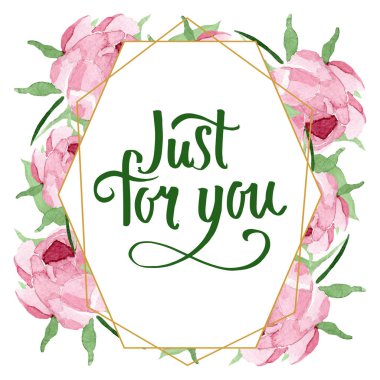 Koyu kırmızı şakayık çiçek botanik çiçekler. Suluboya arka plan illüstrasyon seti. Çerçeve kenarlık süs karesi.