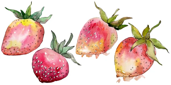 Fraise alimentation saine dans un style aquarelle isolé. Ensemble de fond aquarelle. Élément d'illustration de baies isolé . — Photo