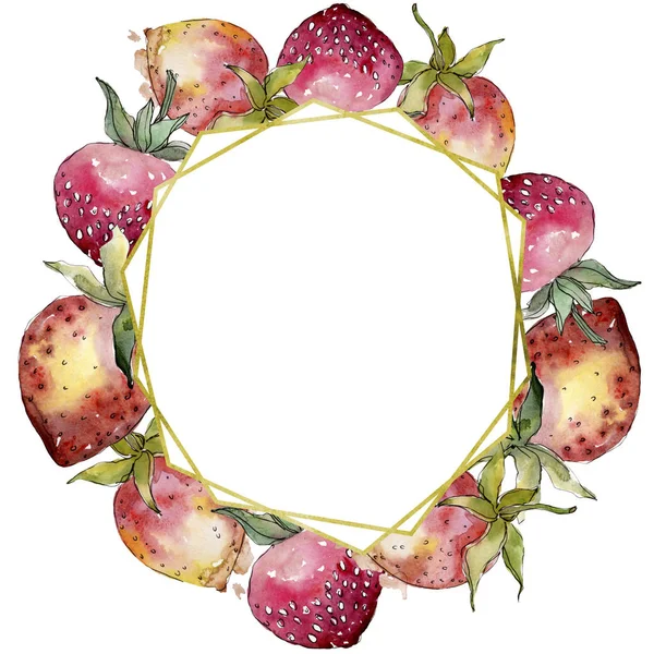Υγιεινά φαγητά φράουλας. Σύνολο εικονογράφησης φόντου. Κορνίζα περίγραμμα στολίδι τετράγωνο. — Φωτογραφία Αρχείου