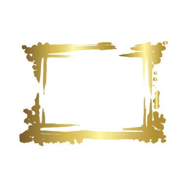 Kuru fırça çerçeveleri kümesi. Elle çizilmiş sanatsal çerçeveler. Altın oyma mürekkep sanatı. Yalıtılmış çerçeve çizim öğesi.