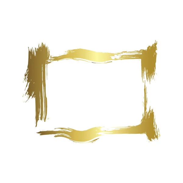 Ensemble de cadres de brosses sèches. Cadres artistiques dessinés à la main. Encre dorée gravée. Elément d'illustration de cadre isolé . — Image vectorielle