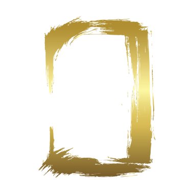 Kuru fırça çerçeveleri kümesi. Elle çizilmiş sanatsal çerçeveler. Altın oyma mürekkep sanatı. Yalıtılmış çerçeve çizim öğesi.