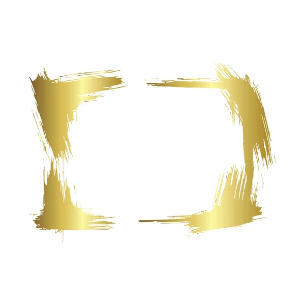 Ensemble de cadres de brosses sèches. Cadres artistiques dessinés à la main. Encre dorée gravée. Elément d'illustration de cadre isolé . — Image vectorielle