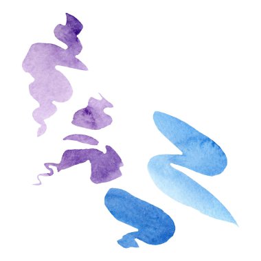 Soyut aquarelle kağıt sıçrama şekiller çizim. Suluboya arka plan seti. Yalıtılmış soyut illüstrasyon öğesi.