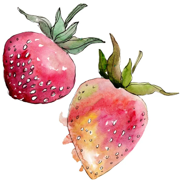 Fraise alimentation saine dans un style aquarelle isolé. Ensemble de fond aquarelle. Élément d'illustration de baies isolé . — Photo