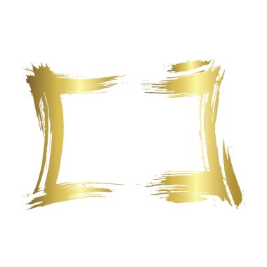 Kuru fırça çerçeveleri kümesi. Elle çizilmiş sanatsal çerçeveler. Altın oyma mürekkep sanatı. Yalıtılmış çerçeve çizim öğesi.