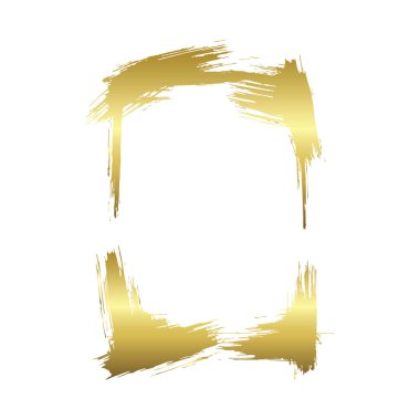 Kuru fırça çerçeveleri kümesi. Elle çizilmiş sanatsal çerçeveler. Altın oyma mürekkep sanatı. Yalıtılmış çerçeve çizim öğesi.