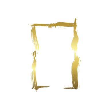 Kuru fırça çerçeveleri kümesi. Elle çizilmiş sanatsal çerçeveler. Altın oyma mürekkep sanatı. Yalıtılmış çerçeve çizim öğesi.