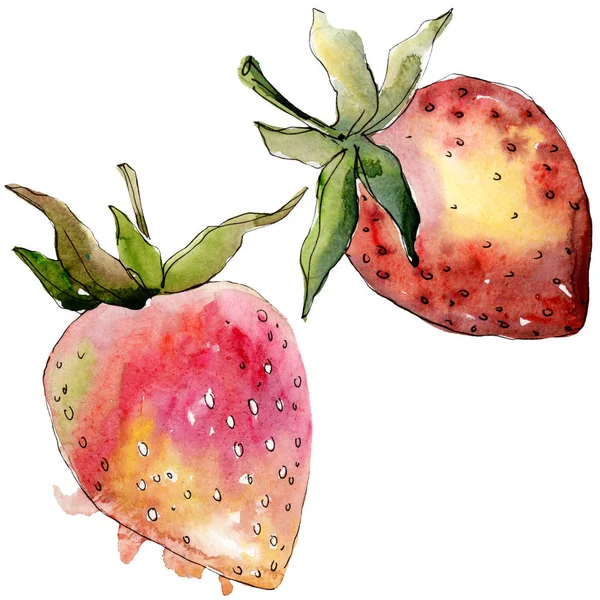 Fraise alimentation saine dans un style aquarelle isolé. Ensemble de fond aquarelle. Élément d'illustration de baies isolé . — Photo