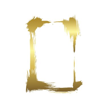 Kuru fırça çerçeveleri kümesi. Elle çizilmiş sanatsal çerçeveler. Altın oyma mürekkep sanatı. Yalıtılmış çerçeve çizim öğesi.