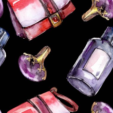 Bir suluboya stil izole öğesi moda kroki. Suluboya resim ayarlayın. Sorunsuz arka plan deseni.