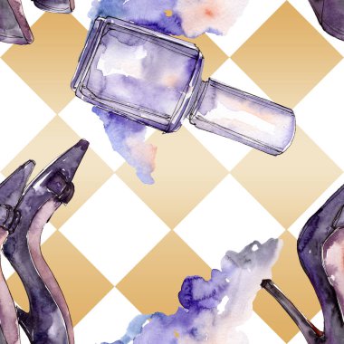 Bir suluboya stil izole öğesi moda kroki. Suluboya resim ayarlayın. Sorunsuz arka plan deseni.