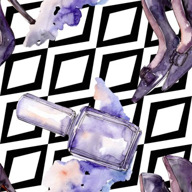 Bir suluboya stil izole öğesi moda kroki. Suluboya resim ayarlayın. Sorunsuz arka plan deseni.