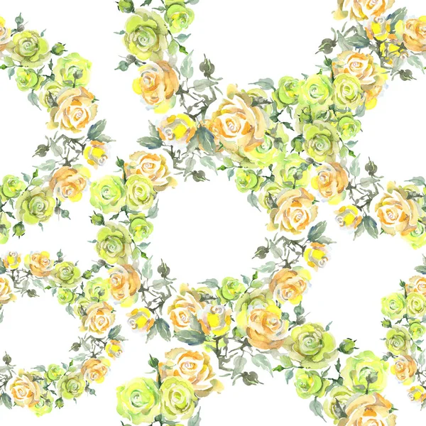 Ramo de rosas flores botánicas florales. Conjunto de ilustración de fondo acuarela. Patrón de fondo sin costuras . — Foto de Stock