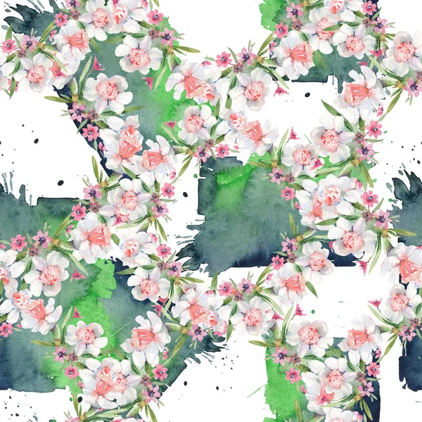 Bouquet floral botanical flowers. Watercolor background illustration set. Seamless background pattern. — Stock Photo, Image