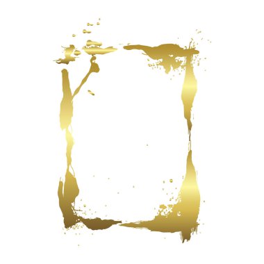 Kuru fırça çerçeveleri kümesi. Elle çizilmiş sanatsal çerçeveler. Altın oyma mürekkep sanatı. Yalıtılmış çerçeve çizim öğesi.