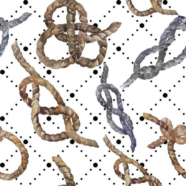 Set di tacchetti di corda di mare. Acquerello sfondo illustrazione set. Modello di sfondo senza soluzione di continuità . — Foto Stock