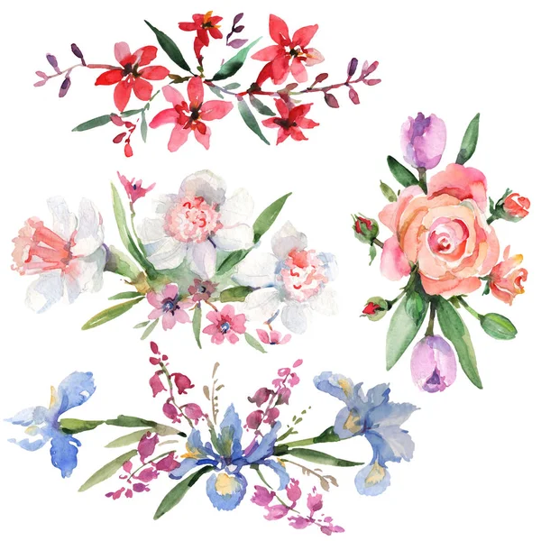 Bouquet floral botanical flowers. Watercolor background illustration set. Isolated bouquets illustration element. — Stock Photo, Image