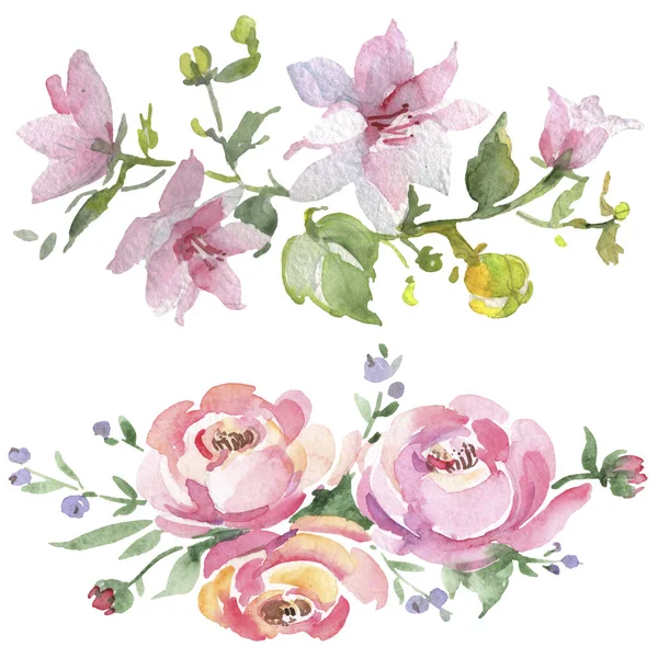 Bouquet floral botanical flowers. Watercolor background illustration set. Isolated bouquets illustration element. — Stock Photo, Image