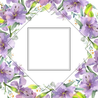 Buket çiçek botanik çiçekler. Suluboya arka plan illüstrasyon küme. Çerçeve kenarlığı süsleme Meydanı.