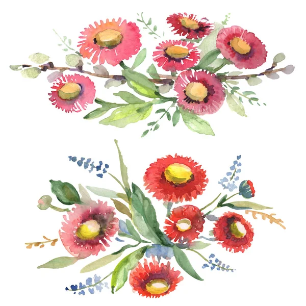 Blumenstrauß botanische Blumen. Aquarell Hintergrundillustration Set. isolierte Blumensträuße Illustrationselement. — Stockfoto